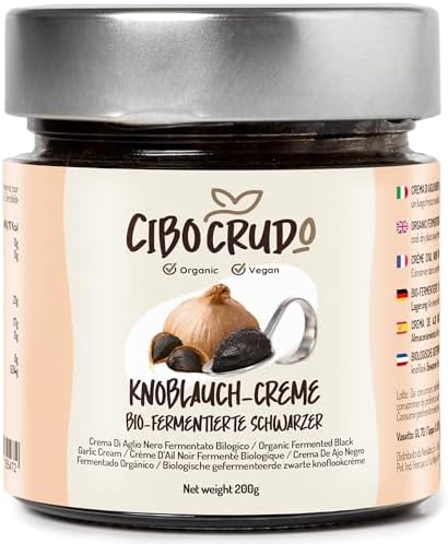 Schwarzer Knoblauch Paste Bio - 200g. Knoblauchpaste aus Schwarzer Knoblauch Fermentiert Reich an Mineralsalzen Energetisierend und Antioxidativ. Fermentierter Knoblauch. Organic B