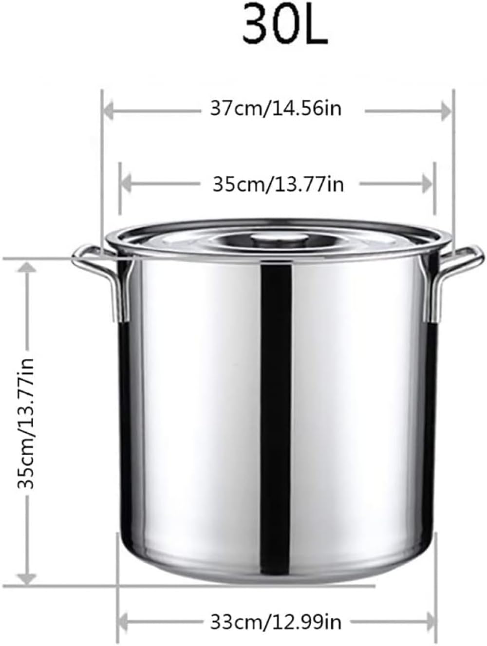 Stockpots - Pentola larga professionale in acciaio inossidabile con coperchio, pentola a induzione lucidata a specchio, adatta per varie fonti di calore, 35 cm x 35 cm (30 L)