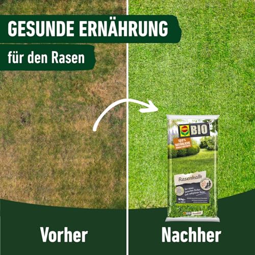 COMPO BIO Rasenkalk, Zur Erhöhung des pH-Werts saurer Böden, Für 200 m², Feingranulat, 10 kg