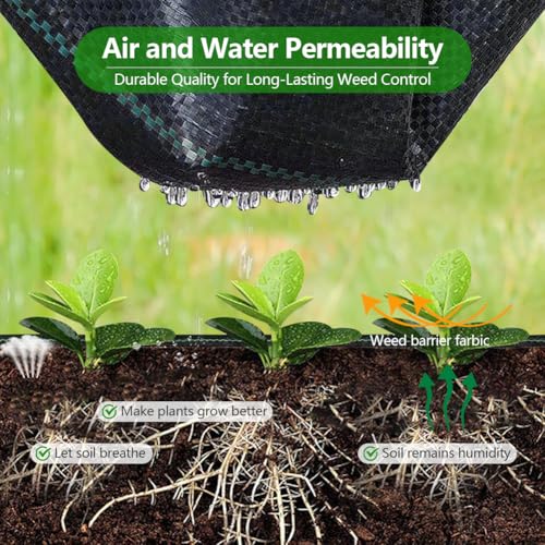 Timoau 12ft x 300ft Weed Barrier Landscape Fabric Heavy Duty,3.2 oz Weed Blocker Garden Ground Cover Fabric,Garden Control Cloth,Ground Cover with Woven Weed Cloth,Durable Landscaping Fabric