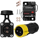 GaiRen Trolling Motor Plug and Circuit Breaker 60Amp Kit, Trolling Motor Connector with Receptacle 12/24/36/48 Volt Marine Boat Power Waterproof IP67 Compatible with 8/10 AWG Wire Yellow