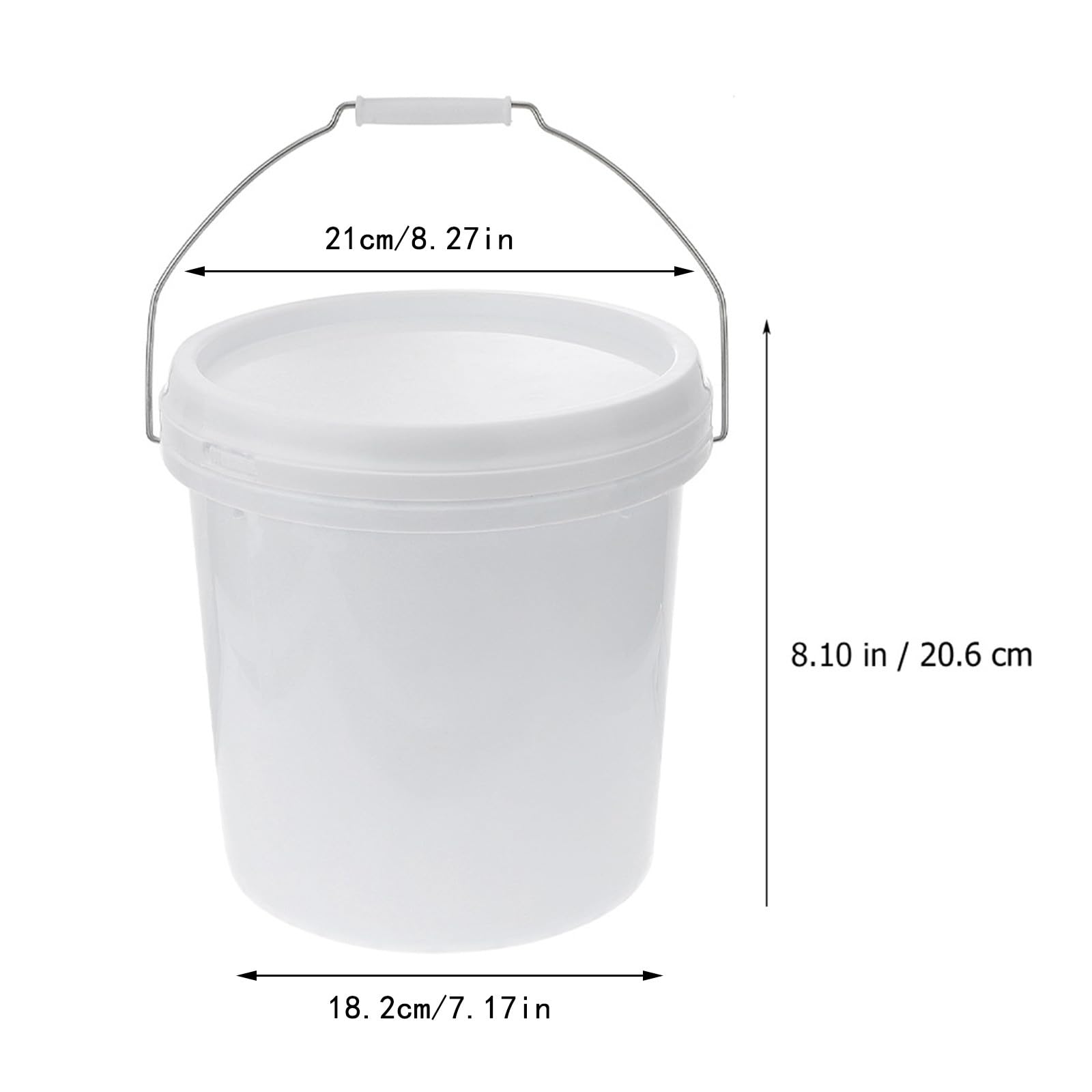 Secchio di Vernice in Plastica con Coperchio e Manico 5l Bianco