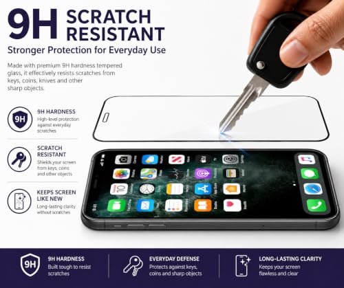 Image of Tempered glass for iPhone 11 Pro /X /XS (5.8 Inch), 9H Hardness, Full HD Clear, Bubble Free, Anti Scratch, Case Friendly, Ultra Thin, Touch Sensitive, Screen Protector Full HD Quality, Edge to Edge Coverage, Easy Installation (iPhone 11 Pro /X /XS), Pack Of 1