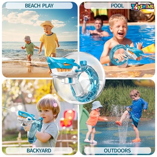 Image of Toyshine Shark Shape Automatic Electric Water Gun Toy | Continuous Spray Rechargeable Water Squirt Gun with Leak-Proof Tank | Summer & Holi Festival & Outdoor Water Play for 4+ Kids - Blue