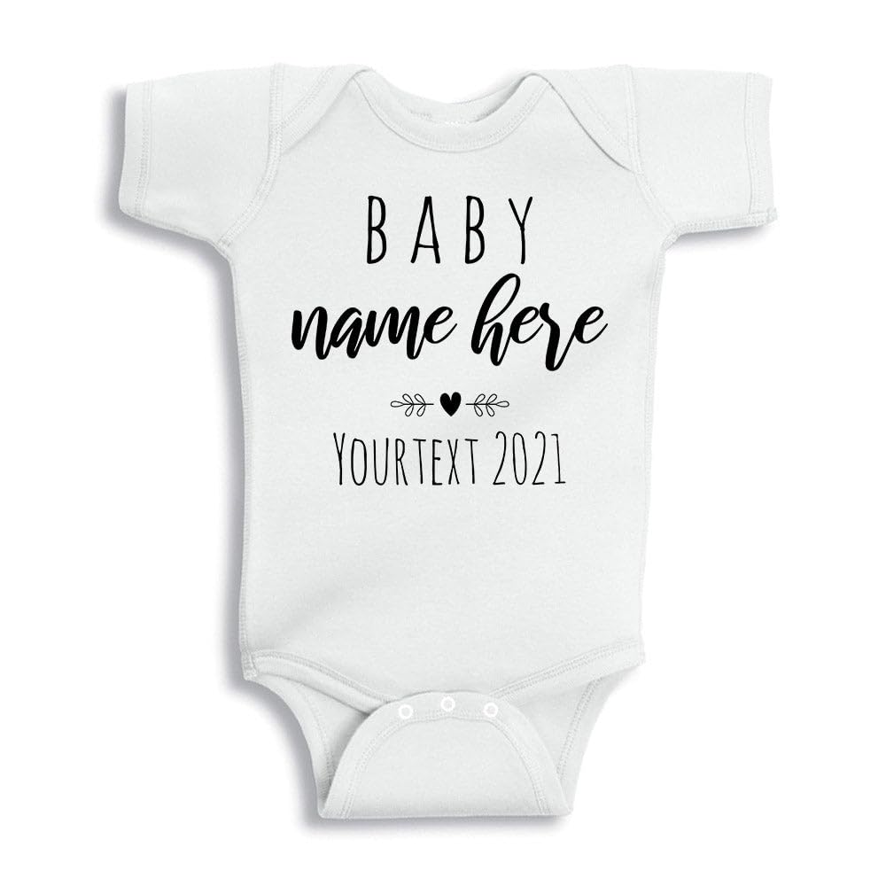 TATY Kids Pregnancy Announcement Onesie Custom Text Personalized Baby Onesie Infant One Piece Bodysuit Newborn White