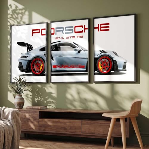 Image of kotart Big Sports Cars Framed Posters Gift Items for Boys Room Wall Decoration Bedroom Living Room Office Studio Decor | Car Poster Frame for Wall Decor Set Of 3 Size (10 X 13 inch)