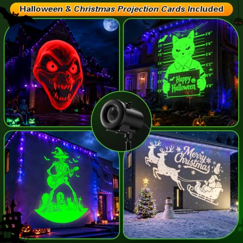 12-in-1 Halloween Projector Lights Outdoor, Dynamic Projection Light | with Cat Spider Pumpkin HD Patterns, Waterproof Halloween Decorations for Window Wall Yard Garage Christmas Holiday Decor - image 7