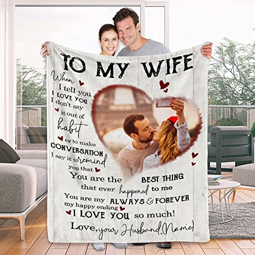 Regalos fotográficos personalizados, regalo de marido para cumpleaños, manta con letras de amor, manta de franela para regalo (de banda a esposa) Cover