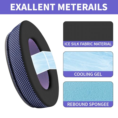 Almohadillas de Gel Refrescante para Auriculares, Repuesto para Bose QC25/QC35/QC45/AE2/AE2i/AE2w, Almohadillas con Tela Ice Silk - Negro/Púrpura miniatura 3