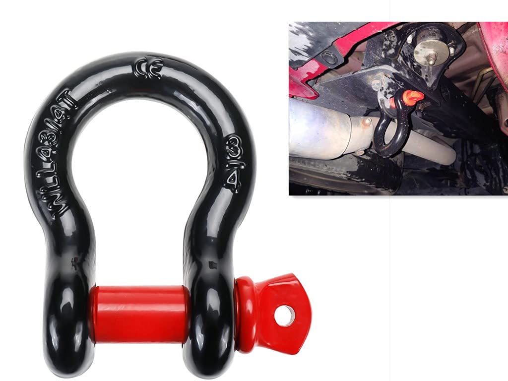 BOOMSTART Manille en Arc Robuste, 4,75 tonnes à vis, Manille en Alliage d'acier de 1,9 cm pour remorquage, Sangle de Levage, camions, camionnettes, Jeeps, véhicules Tout-Terrain, Rouge et Noir