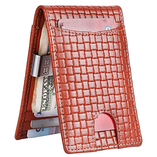 Image of Brooklyn Bridge Genuine Leather Money Clip Wallet for Men Matt VT Brown - Premium Slim RFID Protected Wallet with Cash Clip & Multiple Card Slots, Stylish Front Pocket Design, Gift for Men