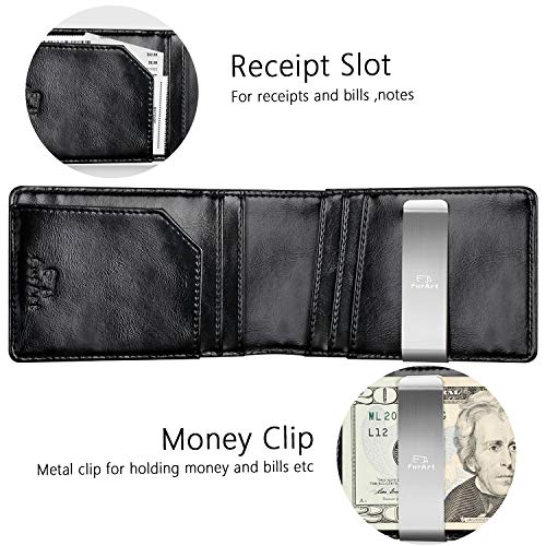 FurArt Bifold Wallet, Genuine Leather Slim Minimalist Wallets with Money Clips, RFID Blocking,Credit Card Holder - Thumbnail 5