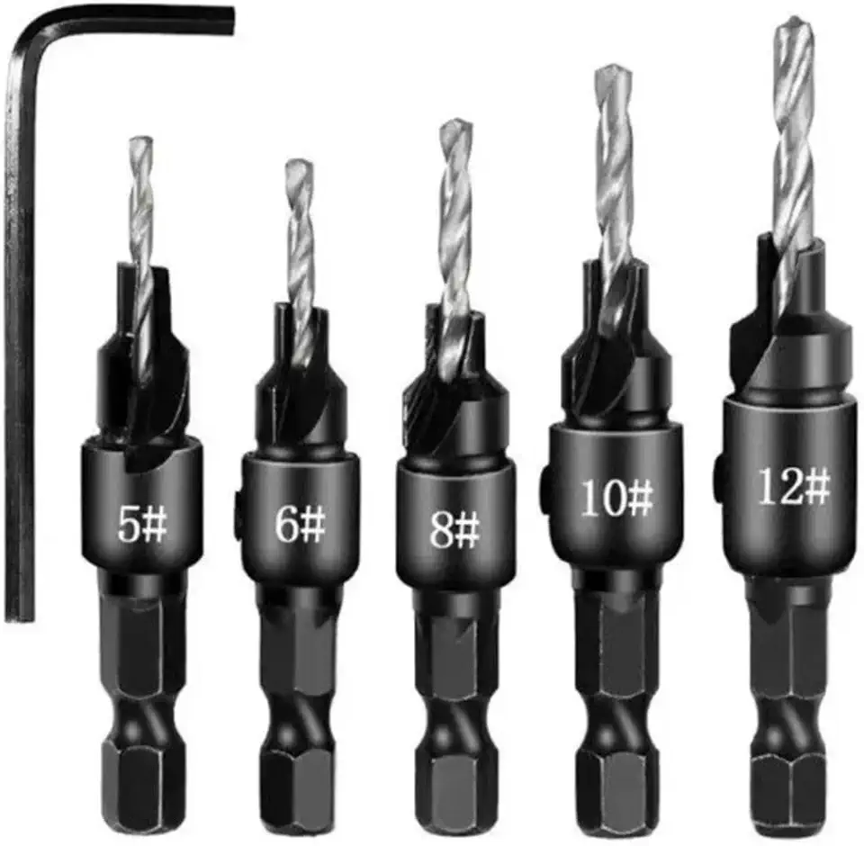 JOGO COM 5 BROCAS PARA MADEIRA COM ESCAREADORES AJUSTÁVEIS