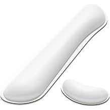 Dapesuom Keyboard Wrist Rest Set, Cute PU Leather Wrist Cushion for Computer Keyboard and Mousepad, Memory Foam Mouse Pad Rests Support with Non-Slip Base for Typing Pain Relief, Laptop, Ivory White