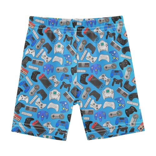 Aflyko Girls' Shorts Joystick Video Game Controller Oldschool Blue Soft Summer Boxers Short Leggings Dance Bottoms