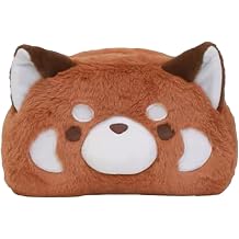 GK-O Red Panda Plush Cosmetic Bag Reversible Apple Design Makeup Pouch