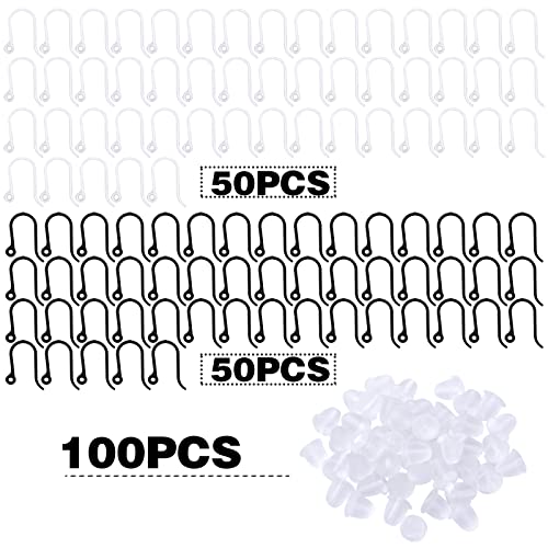 100Pcs 2 Colors Resin Earring Hooks Non-Allergenic Ear Wire Hook Earrings With 100Pcs Clear Bullet Earring Safety Backs For Women Girls Diy Jewelry Making Supplies #TOP1