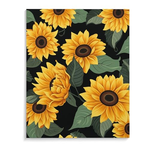 Décoration murale prête à accrocher avec image murale tournesol en lin 40x50