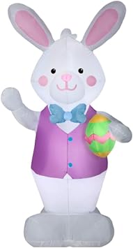 Gemmy 7 FT Easter Bunny Inflatable with Colorful Egg Lighted Airblown Blow Up Outdoor Yard Decoration