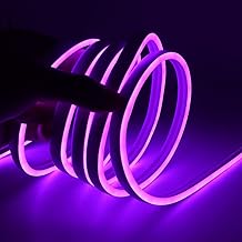 XUNATA 5M Purple LED Neon Strip with Power Supply, Flexible, Waterproof, DC 12V 2835 LED Lights for Outdoor, Party, Party Decoration, Advertising Signs