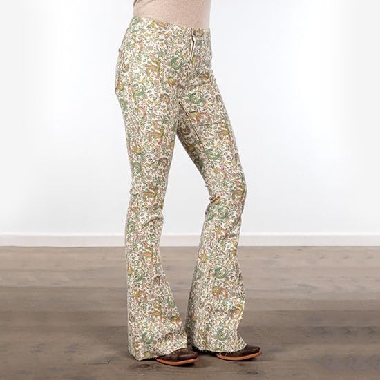 Rock & Roll Denim Button Flare Reversible Floral Jeans Denim 27x322