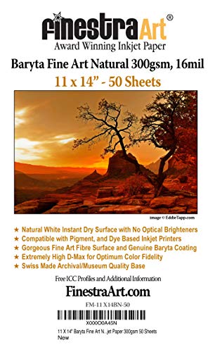 11" X 14" Baryta Fine Art Natural Inkjet Paper - 50 Sheets
