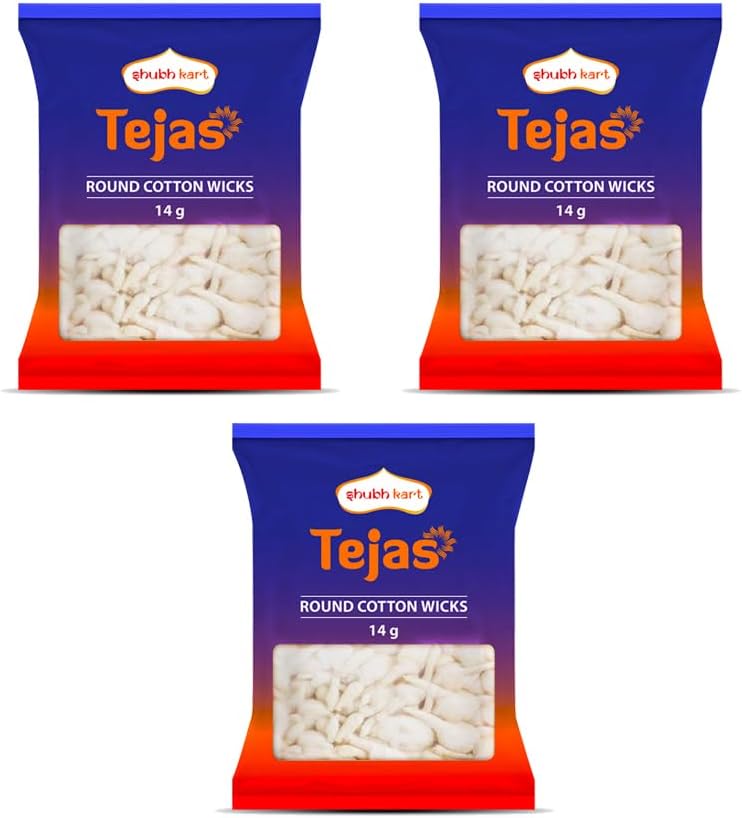 Shubhkart Hand Rolled Cotton Puja Wicks for Oil Lamps Diya (Pack of 3)