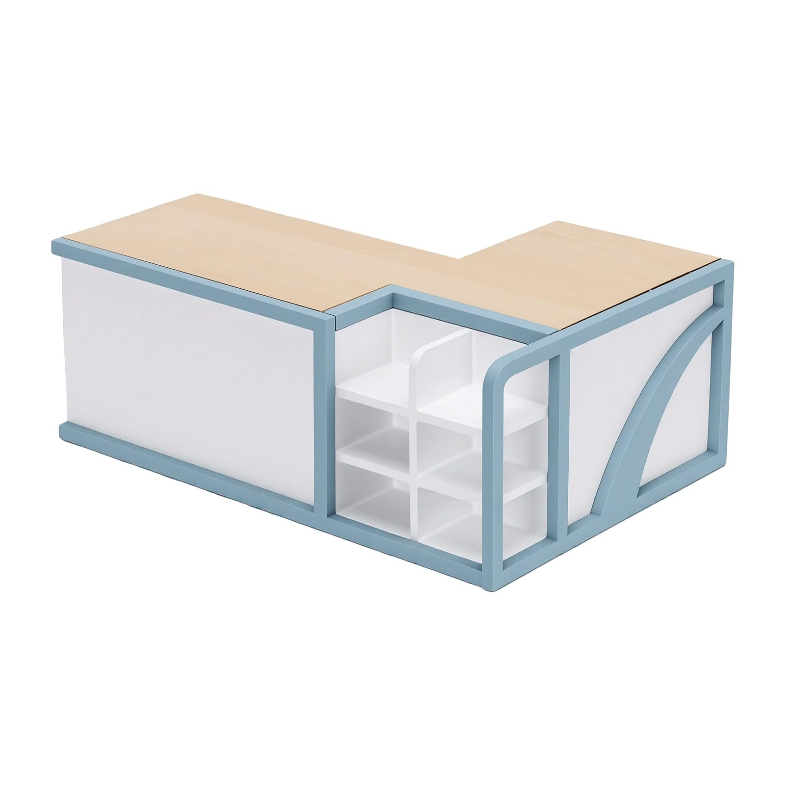 Wakects 1:12 Escala Miniature Supermercado Mostrador, Forma L Azul Pastel