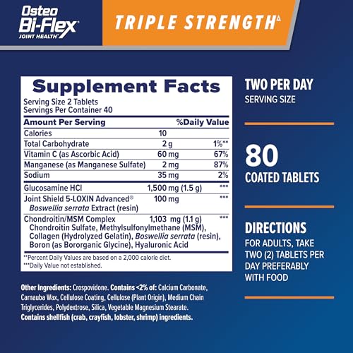 Image of Osteo Bi-Flex Triple Strength Glucosamine Chondroitin Supplement | Improve Joint Function, Strength, Flexibility, Mobility 80 Coated Tablets