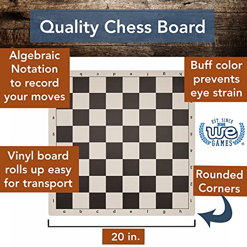 We Games Best Of Travel Chess Sets - Chess Board Is Tournament Style Roll Up - 20 Inches, 34 Chess Pieces, Portable Chess Set Bag, Includes Equalizer Dice & How To Play Chess Instructions Booklet #TOP2