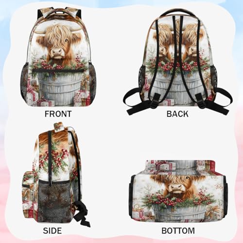 Western Cow Backpack for Women Men Highland Cow Shoulder Computer Laptop Adults Backpack Sports Hiking Gym Workout Travel Casual Daypack3
