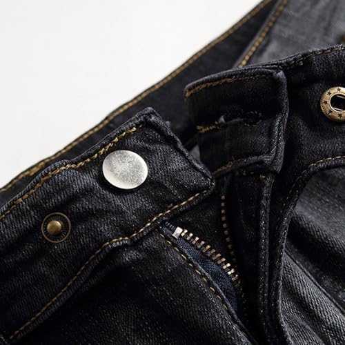 DGHM-JLMY Men's Biker Washed Straight Fit Jeans Regular Fit Flex Jean Distressed Fashion Comfort Flex Waist Pants3