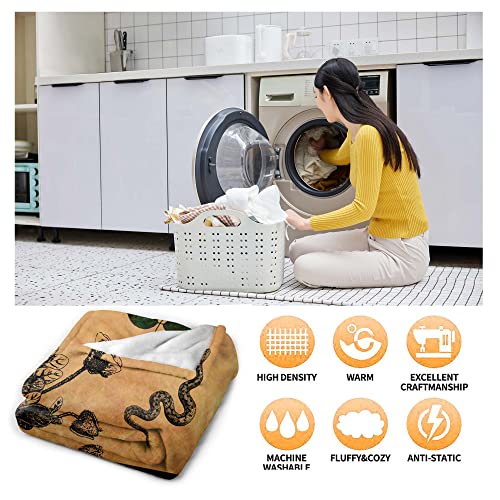 Prokelin Skull Snake And Flowers Throw Blankets For Women Men Adults Gifts Flannel Plush Ultra-Soft Lightweight And Cozy Bed Couch 80"X60" Full Size #TOP5