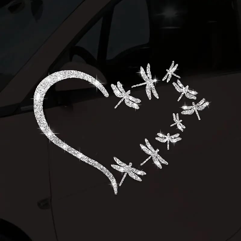 2PCS Sparkling Heart and Dragonfly Self-Adhesive PVC Rainbow Glittery Decal Sticker for Cars, Laptops, Trucks, Motorcycles Wall Window Luggage Scratch Cover Door Multi-Surface Decor Sticker - Image 7