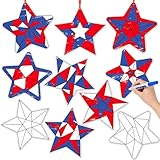 BeYumi Coloring Star Craft Kit - 83Pcs Color Your Own Star Kit for Kid Independence Day DIY Coloring Ornament 4th of July Geometric Card School Classroom Activity Art Craft Project
