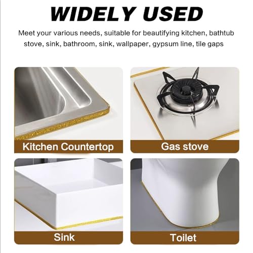 Caulk Tape Waterproof Self Adhesive,Bathroom Accessories Sealant Strip Caulk Strip Caulking Tool,Caulking Sealing Tape for Kitchen Countertop,Toilet,Windows,Decor (White, Internal Corner) by HIDOFILT - Used condition - Image 3