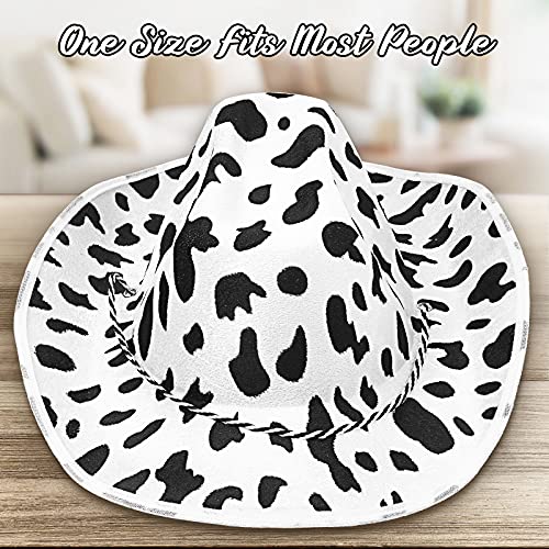 3 Pieces Cow Print Cowboy Hat Black And White Cowboy Hat Unisex Cowboy Hat For Men And Women (Cow Print) #TOP2