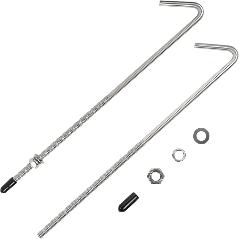 Kit de suporte de bateria com ganchos J Wogomz em aço inoxidável 304, 20,32 cm – 2 unidades