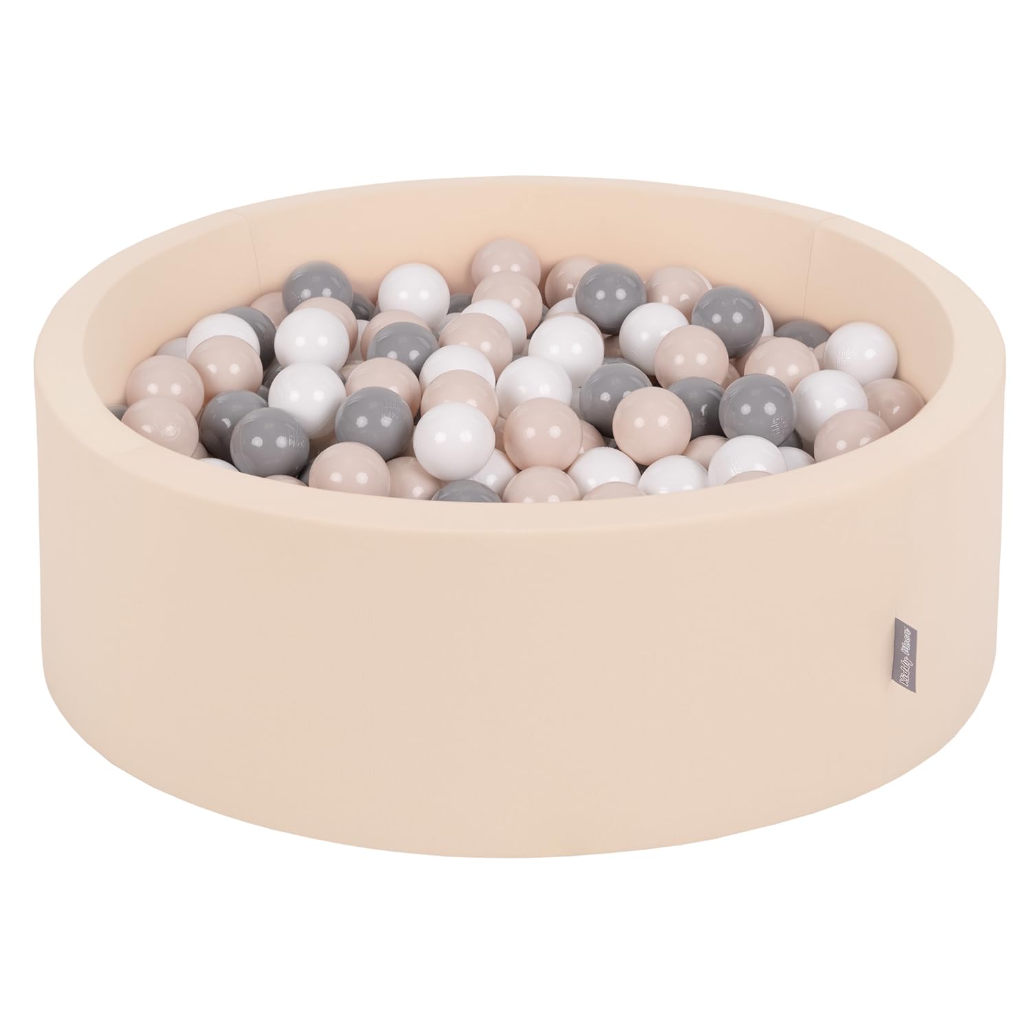 KiddyMoon Soft Ball Pit Round 90X30cm/300 Balls ∅ 7Cm/2.75In For Kids, Foam Ball Pool Baby Playballs, Beige: Pastel Beige/Grey/White