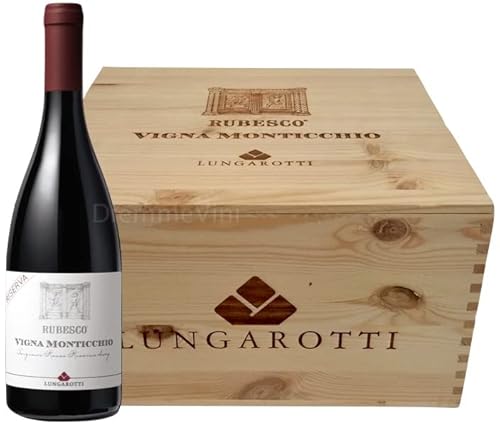 6 Bottiglie in Cassa di Legno Torgiano Rosso Riserva 'Rubesco Vigna Monticchio' Lungarotti 2017 [0,75L x 6]