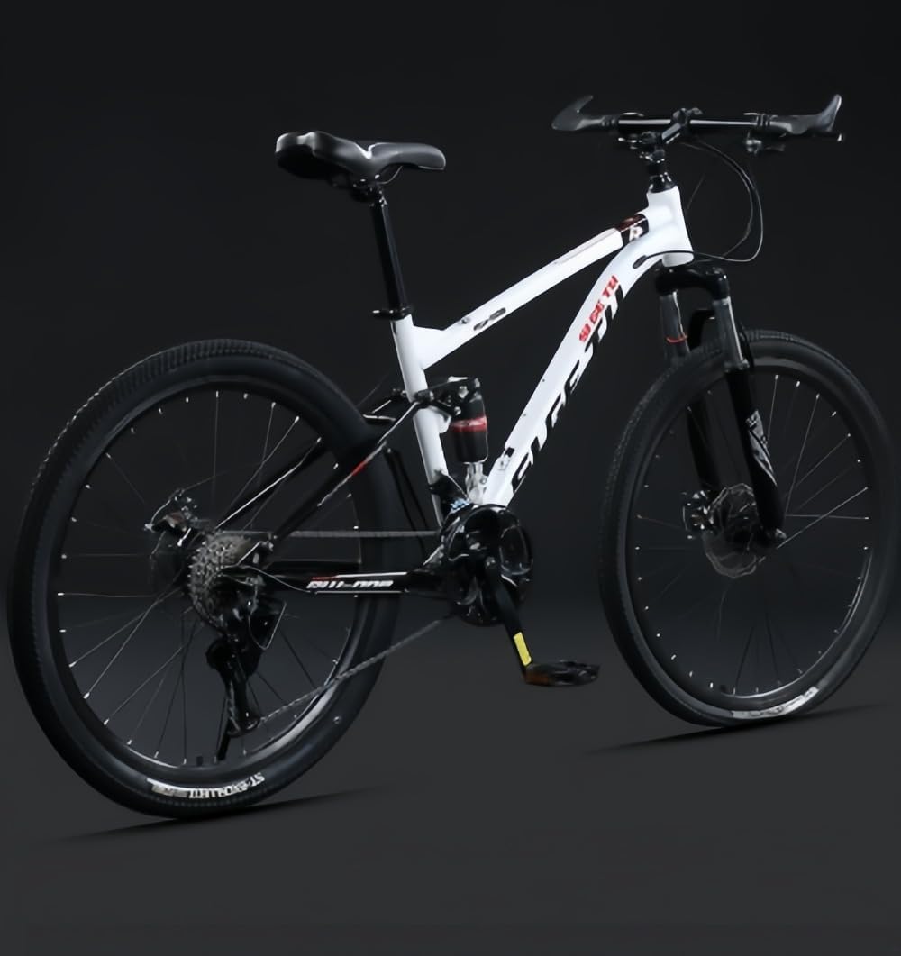 New Release Soft Tail Mountain Bike Bicycle Off-Road Bike Full Suspension 24/26/27.5 inches 21/24/27/30 Speed High Carbon Steel Frame Lightweight Internal Wiring Front and Rear Disc Brakes Low