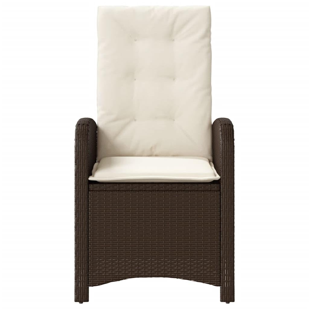 Poltrona reclinabile da giardino con cuscini in rattan sintetico marrone Sedie da esterno resistente alle intemperie, poltrone per terrazze, mobili da giardino, poltrone da giardino
