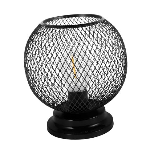 SHINEOFI Luz de noche interior industrial lámpara alimentada por batería lampara escritorio flexo escritorio lámpara de escritorio moderna lámpara de noche decorativa hierro forjado Negro