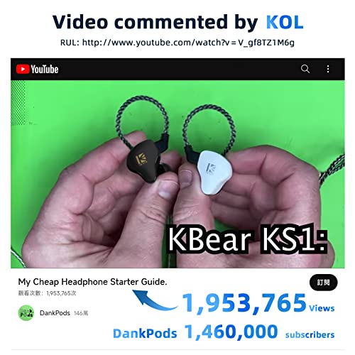 KBEAR KS1 Earphones in Ear Monitor Super Bass Wired Earbuds, Crystal Clear Sound IEM Headphones, High Resolution Noise Canceling Ear Monitors Headphone for Singers Musician Audifonos Auriculares by YINYOO - Image 2