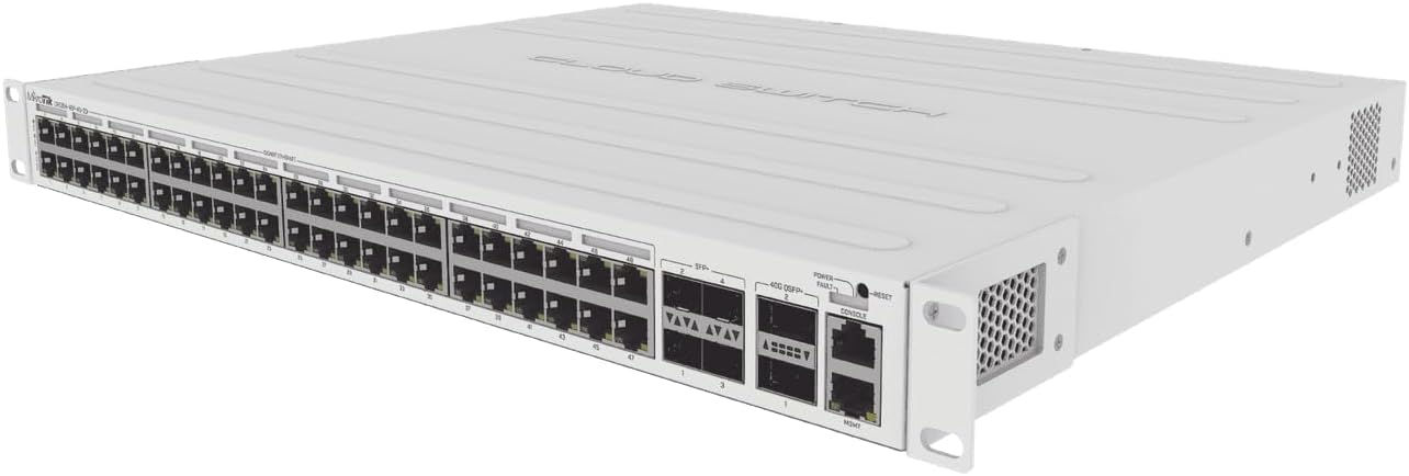 MikroTik CRS354-48P-4S+2Q+RM Switch has 48 x 1G RJ45 Ports and 4 x 10G SFP+ Ports. 2 x 40G QSFP+ Ports for Extremely Fast Fiber Connections or Linking with Other 40 Gbps Devices