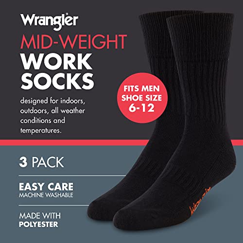 Wrangler Men's Mid Weight Outdoor Socks - Work Socks for Men with Arch Support, Cushioned Toe & Heel - Size 6-122