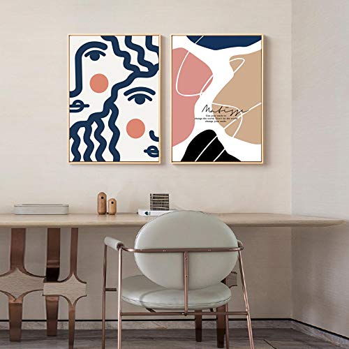 Ligne fille visage art abstrait imprimé sur toile premium pour intérieur chic