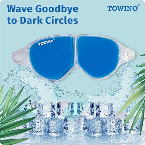 Image of TOWINO Cooling Eye Gel Mask for Dark Circles, Dry eyes,Pain Relief, Redness,Eye Patches Cooling Gel Pads For Women & Men- Blue