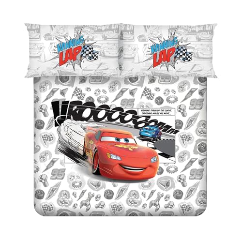 Image of Sassoon Disney Cars Lap Digital Printed 100% Cotton Bedsheet with 2 Pillow Covers in 300TC