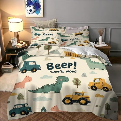 Housse de couette dinosaure 220x240 cm avec taies imprimées 3D - 6